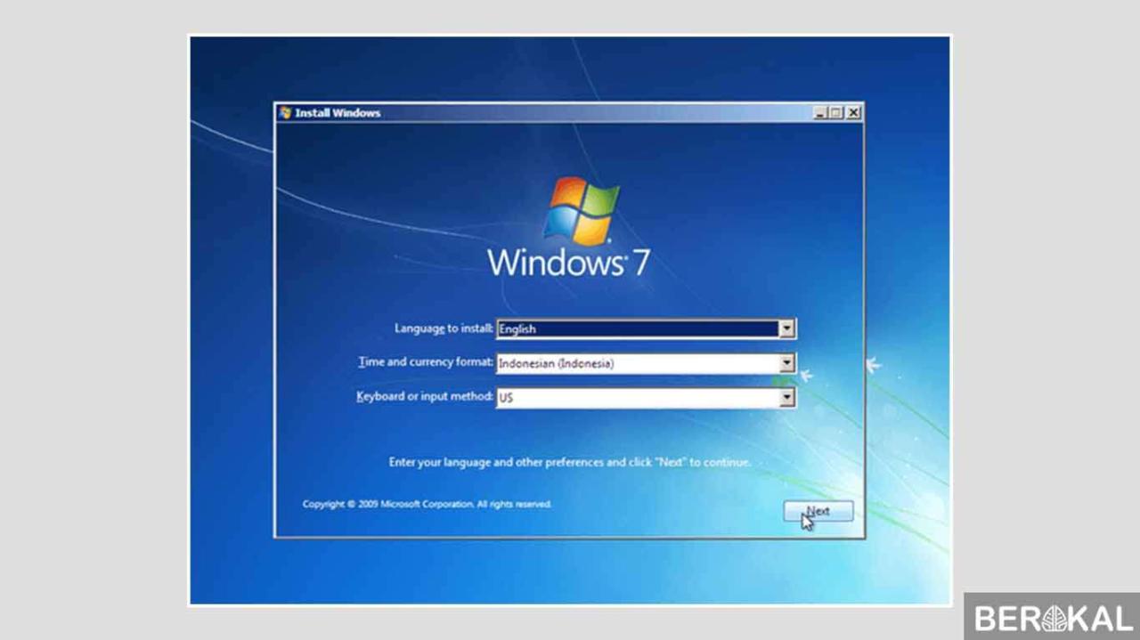 cara instal windows 7 di komputer