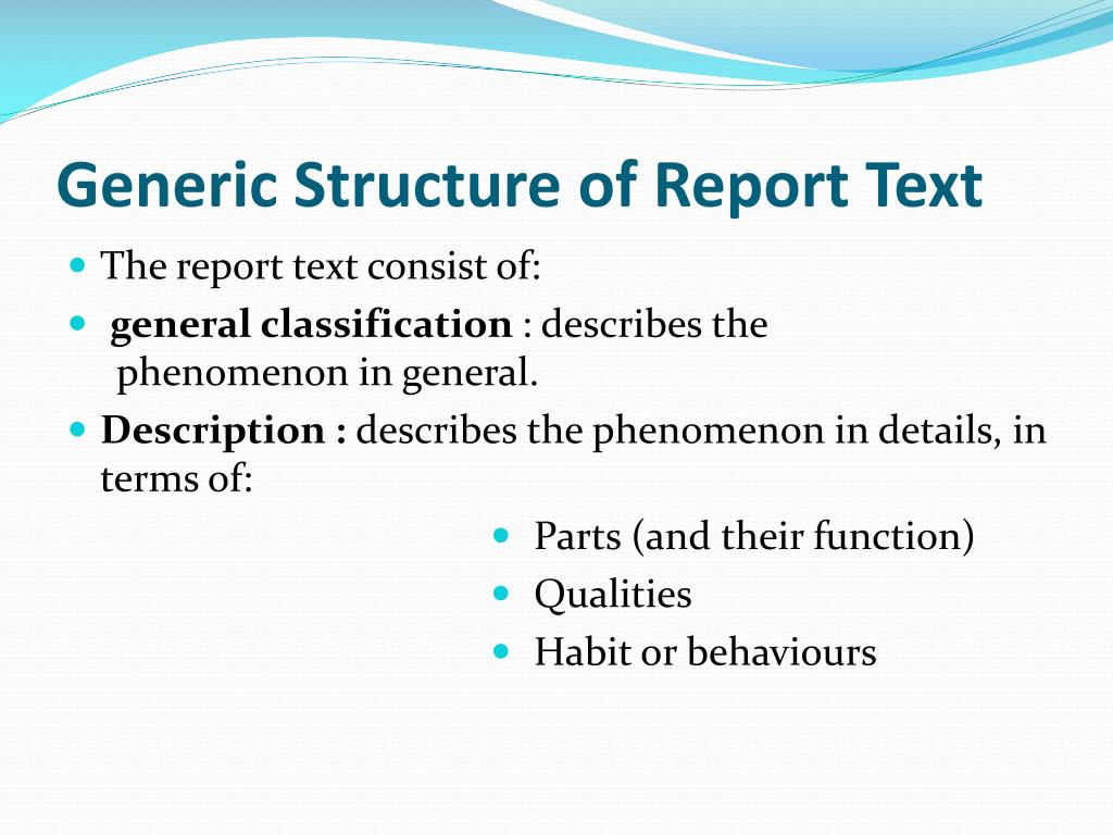 text report structure generic social ppt general presentation describes phenomenon classification description slideserve